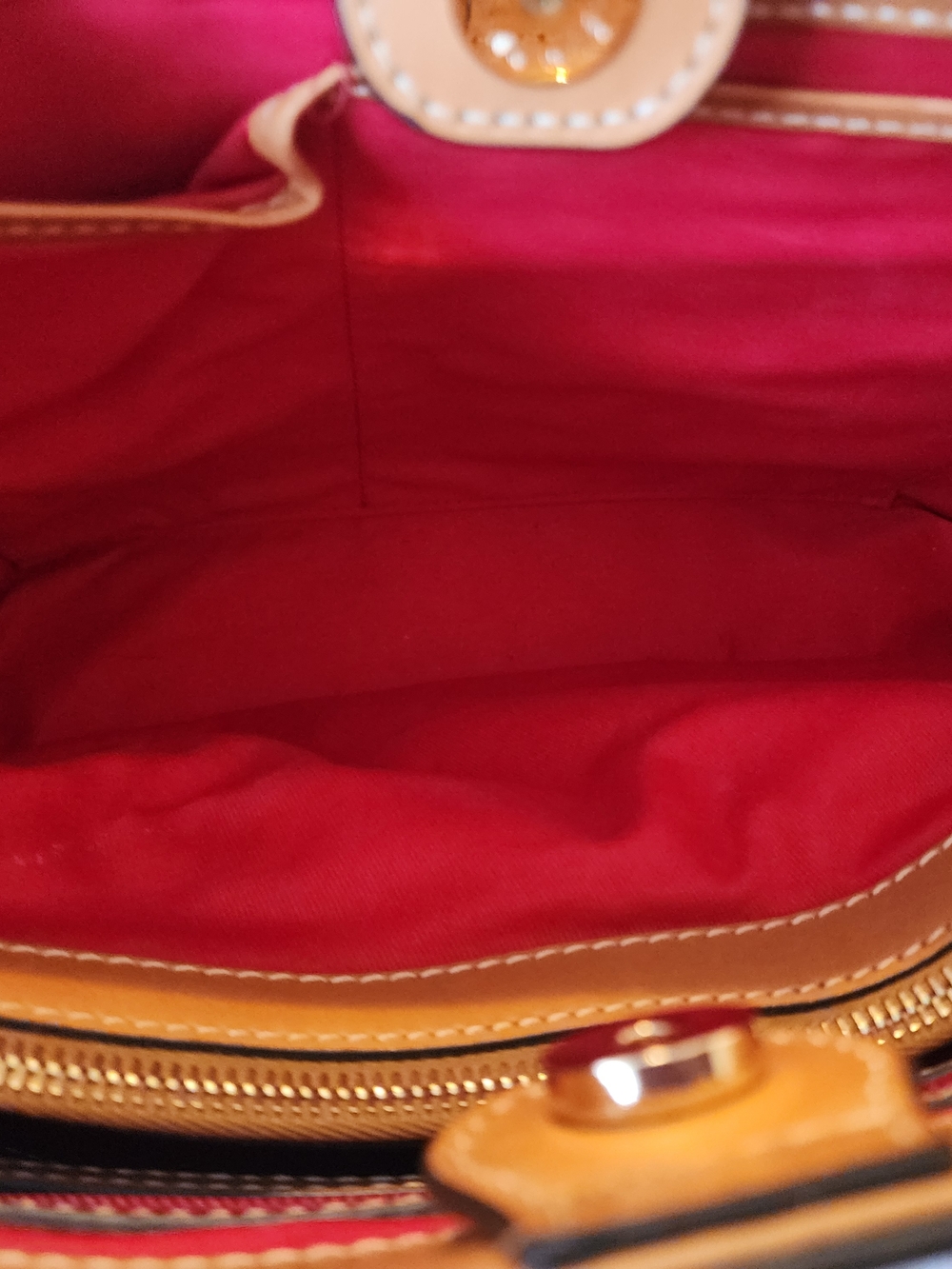Dooney & Bourke Red Leather Tote with Tan Handles - Picture 11 of 14